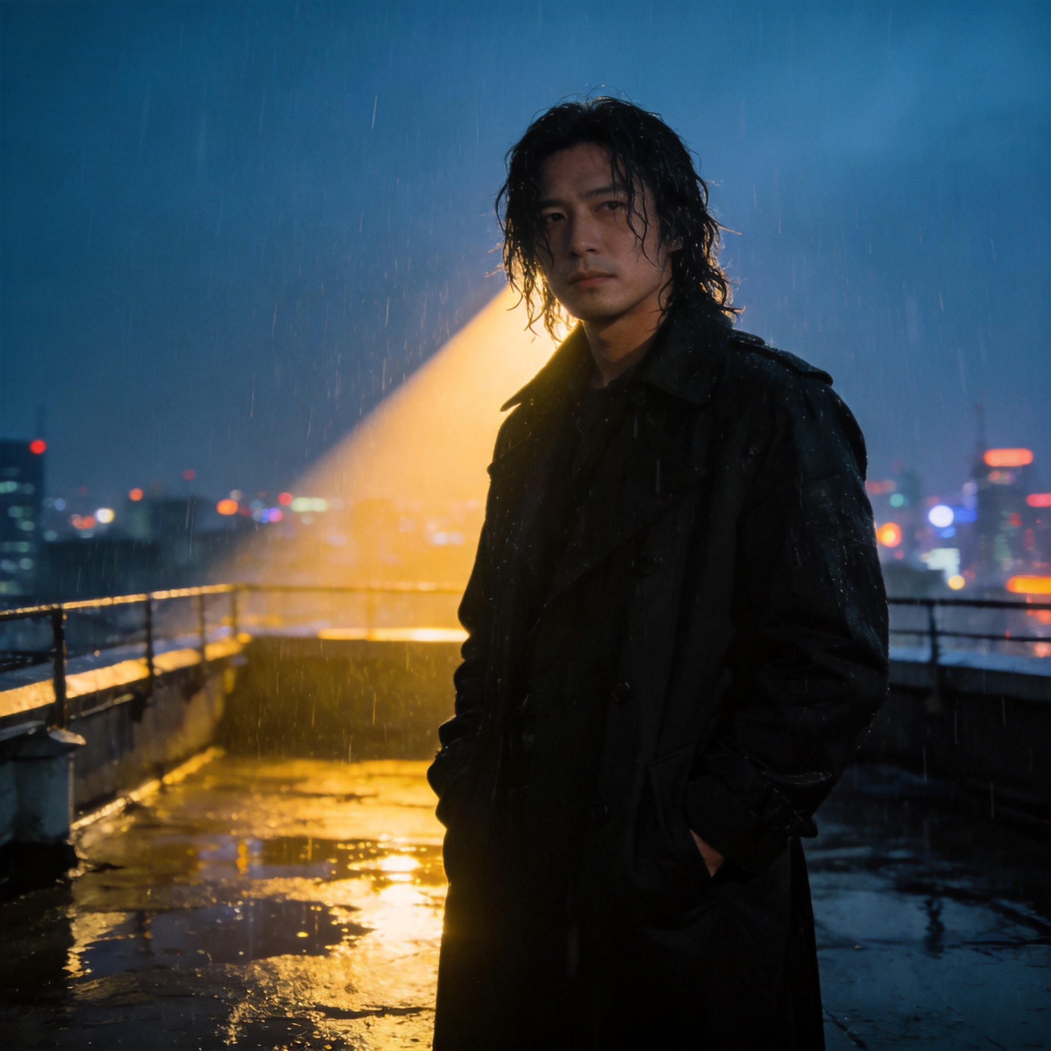 《逆光而来》官方剧照：雨夜天台